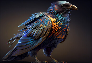 Aufkleber - blue blackbird concept, contemporary colors and mood social background. Generative AI technology.