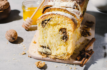 Wall Mural - Fresh Loaf with Walnut Cinnamon Filling, Traditional Bakery