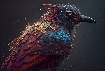 Aufkleber - close up of a bird  concept, contemporary colors and mood social background. Generative AI technology.