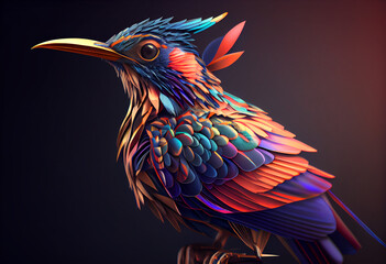 Poster - peacock in the night  concept, contemporary colors and mood social background. Generative AI technology.