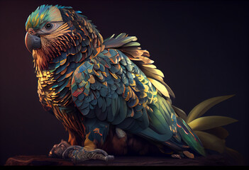 Poster - blue and gold macaw  concept, contemporary colors and mood social background. Generative AI technology.