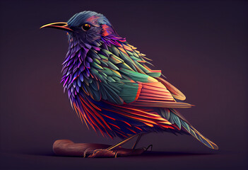 Leinwandbilder - bird on a branch  concept, contemporary colors and mood social background. Generative AI technology.