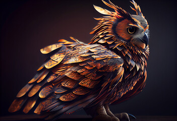 Aufkleber - Beautiful ABSTRACT photo, Horned Owl concept, contemporary colors and mood social background. Generative AI technology.
