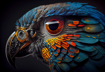 Poster - portrait of an owl  concept, contemporary colors and mood social background. Generative AI technology.