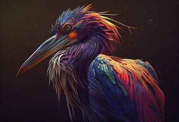 Aufkleber - night heron  concept, contemporary colors and mood social background. Generative AI technology.