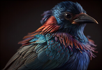 Leinwandbilder - close up of a BIRD  concept, contemporary colors and mood social background. Generative AI technology.