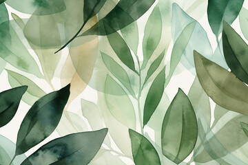 Wall Mural - green flower in watercolor