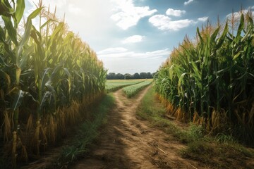 Sticker - field of towering energy crops, ready for harvest, created with generative ai