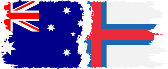 Faroe Islands and Australia grunge flags connection vector