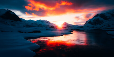 Sticker - Coloured clouds at sunset in a beautiful location