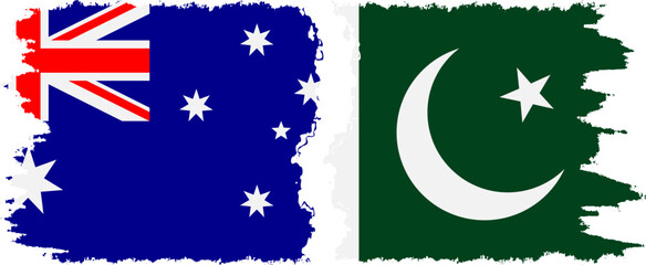 Pakistan and Australia grunge flags connection vector
