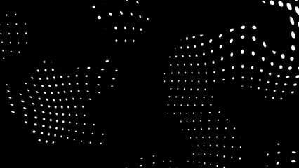 Poster - Black and white halftone motion background. Gradient dot backdrop. Wavy circle pattern animation.