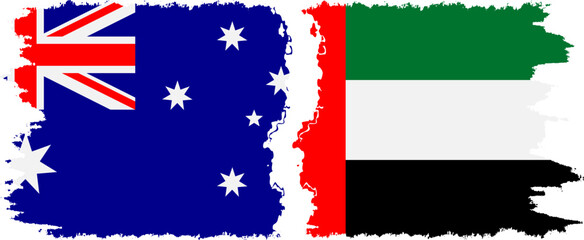 United Arab Emirates and Australia grunge flags connection vector