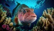 Bali's marine environment, including a coral grouper at its cleaning station. Generative AI