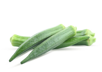 Wall Mural - Raw okra or ladyfingers isolated on transparent.