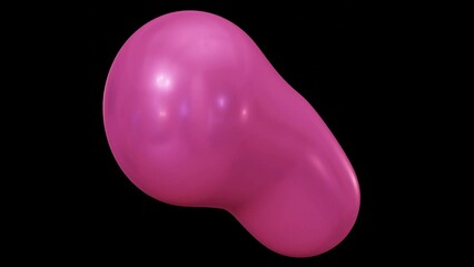 Poster - Animation of merged metaballs. Pink spheres motion isolated on black background in 3d rendering.