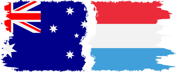 Luxembourg and Australia grunge flags connection vector
