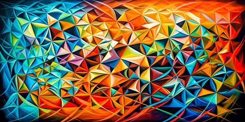 Fototapete - Retro Modern Art Grafik Paintbrush Malerei Illustration Digital Art Wandbild Hintergrund (Generative AI) Background Kunst Gemälde