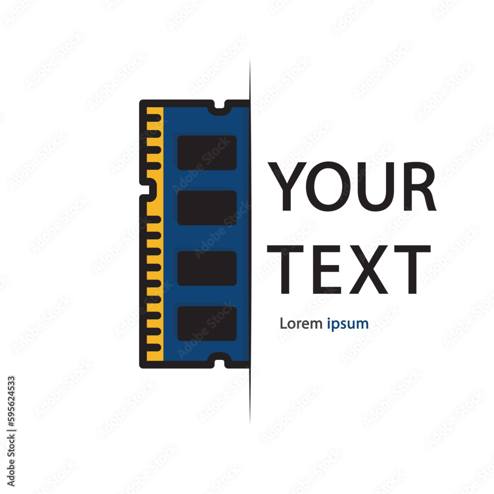 Memory icon vector, RAM icon vector Random Access Memory symbols, computer for app web logo banner button icon - Vector