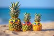 © thesweetsheep - Family pineapples, Funny tropical fruit wearing sunglasses (Ai generated)