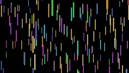 Poster - Abstract black background with colorful geometric 3d lines moving in different directions