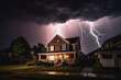 © Livinskiy - Lightning storm illuminating the skies over a suburban home