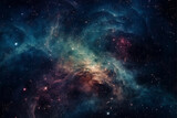 Fototapeta Kosmos - A space nebula with stars and nebula in the background, wallpaper, universe background with generative ai 