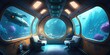 futuristic interior of spaceship inside of hallway. superlative generative AI image.