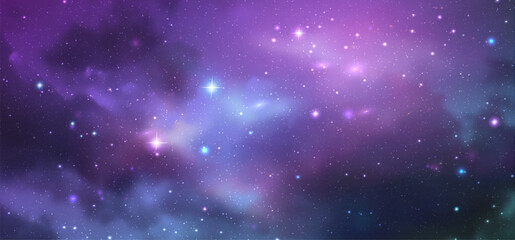 Wall Mural - vector space galaxy realistic illustration. colorful nebula background