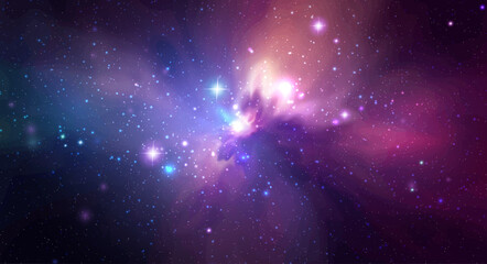 Wall Mural - vector space galaxy realistic illustration. colorful nebula background