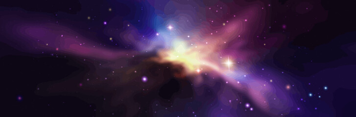 Wall Mural - vector space galaxy realistic illustration. colorful nebula background