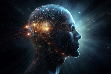 state of mind concept. consciousness is a fundamental and ubiquitous aspect of the universe. man por