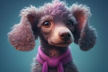 Anthropomorphic Dog Poodle Dressed In Human Clothing. Humanized Animal Concept. AI Generated, Human Enhanced