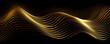 © ADDICTIVE STOCK - Generative AI abstract image of creative glittering gold wave curvy line design elements with minimal texture reflecting on isolated on black background