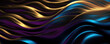 © ADDICTIVE STOCK - Generative AI abstract image of creative glittering colorful wave curvy line design elements with minimal texture reflecting on isolated on black background