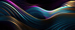 © ADDICTIVE STOCK - Generative AI abstract image of creative glittering colorful wave curvy line design elements with minimal texture reflecting on isolated on black background