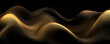 © ADDICTIVE STOCK - Generative AI abstract image of creative glittering gold wave curvy line design elements with minimal texture reflecting on isolated on black background