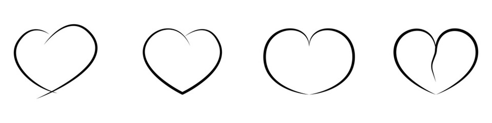 Poster - Hearts vector set. Linear outline hearts vector icons. Trendy hearts vector set.