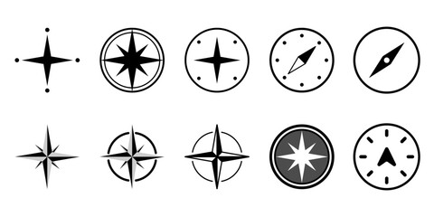 Poster - Compass vector set. Signpost of the side of the world vector. Pirate navigation compass collection. Compass direction. World sides icon set. Modern stylish kopas set.