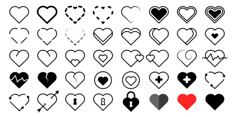 Poster - Hearts vector set. Icons of hearts are a stylish symbol of life. Cute hearts set. Icons of hearts with arrows vector. Recycle heart icon. Symbol of love vector. Saint Valentine vector.