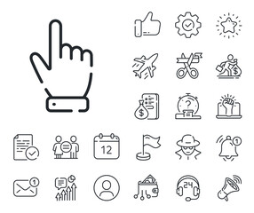 Aufkleber - click action sign. salaryman, gender equality and alert bell outline icons. hand cursor line icon. f