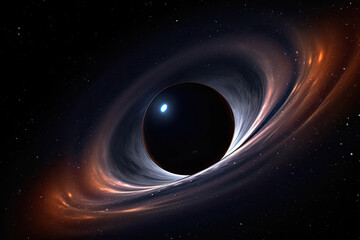 Wall Mural - black hole illustration in outer space. wormhole in universe. created with generative ai