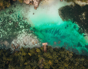 Wall Mural - aerial drone view of weekuri waikuri lagoon, sumba island, indonesia