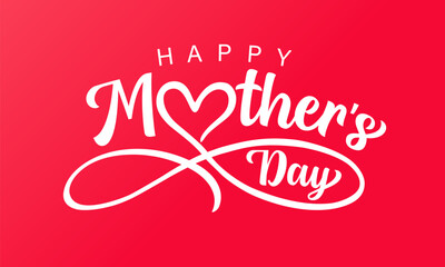 Happy Mothers Day pink banner with love heart infinity. Mother's Day concept with lettering and infinity divider for banner or t-shirt design. Vector illustration