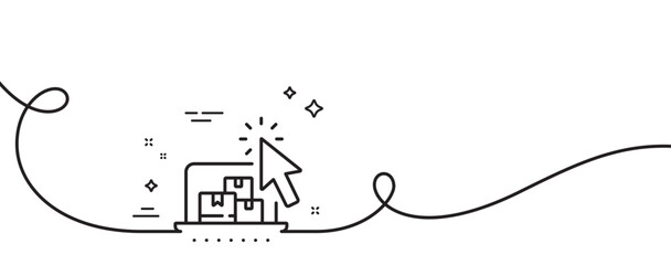 Poster - Online storage line icon. Continuous one line with curl. Internet delivery sign. Mobile device service symbol. Online storage single outline ribbon. Loop curve pattern. Vector