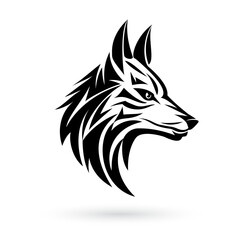 Wall Mural - A Wolf Head Symbol Icon perfect for use as a badge, label, logo or t-shirt design. The illustration features a detailed animal emblem with sharp lines on white background