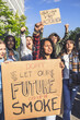 © Vittorio Gravino - Young Women Leading a Protest to human rights- Group of students screaming during civil demonstration
