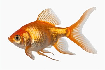 goldfish swimming in clear water against a white background. Generative AI