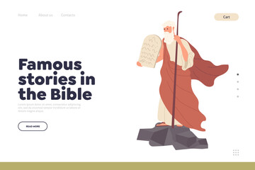 Wall Mural - Famous stories in Bible landing page design template for education online library service website