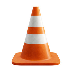 Traffic cone isolated on transparent background. 3D rendering